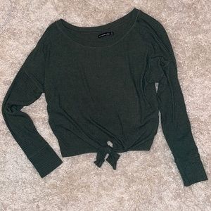 Dark Green Abercrombie Sweater with Tie Front